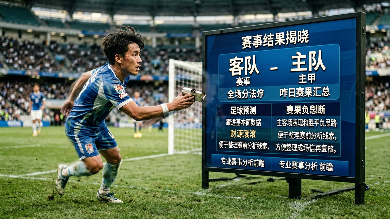 足球比赛结束哨声与记分牌特写，象征赛事结果揭晓